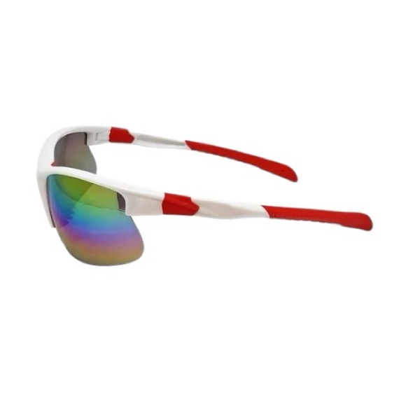 Sports Wrap Semi Rim Rainbow Fashion Sunglasses - Picture 3 of 12